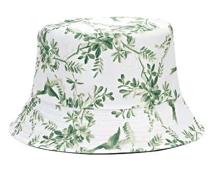 Green Leaf Print Bucket Hat