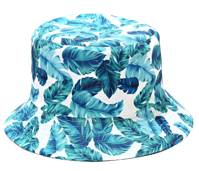 Tropical Blue Leaf Bucket Hat