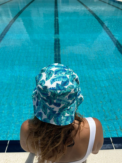 Tropical Blue Leaf Bucket Hat