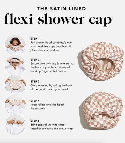 Satin-Lined Flexi Shower Cap