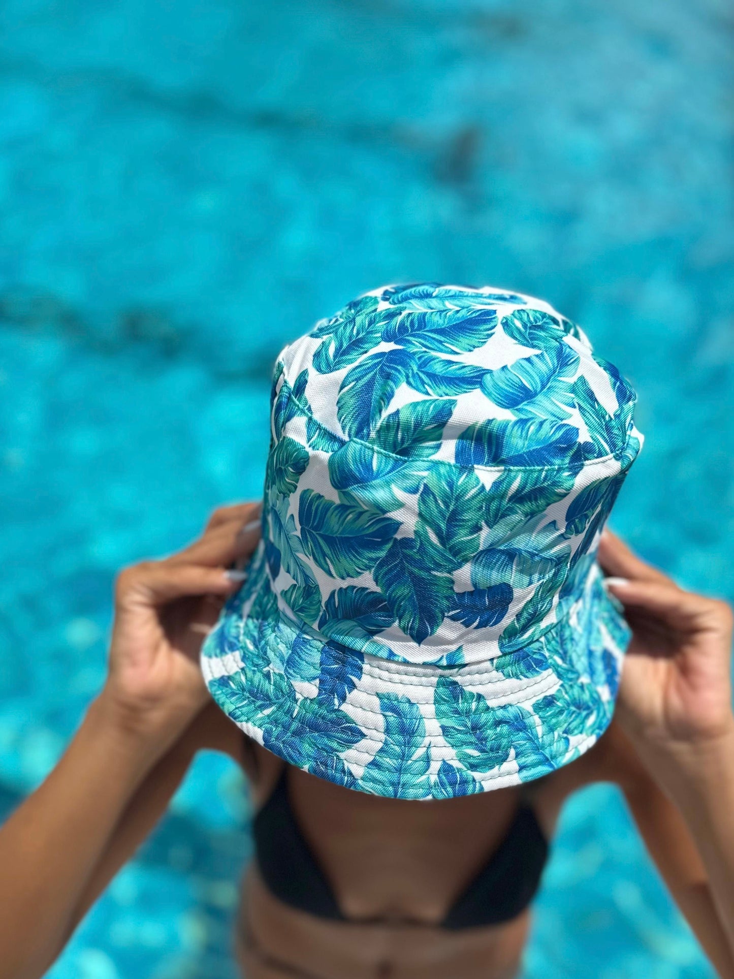Tropical Blue Leaf Bucket Hat